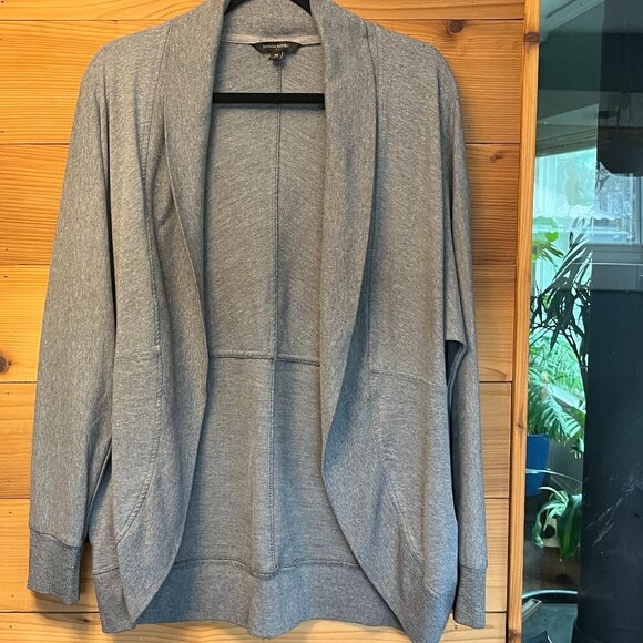 Banana Republic Open Front Cardigan Sweatshirt Gray Relaxed Lounge Shawl Neck M - Picture 3 of 6